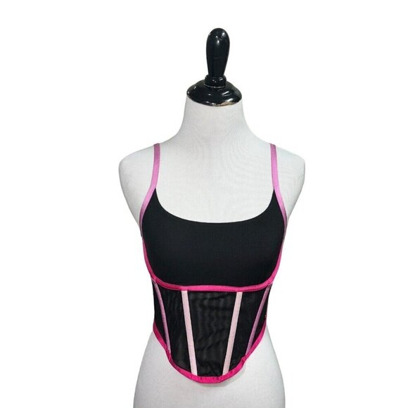 Sofia Intimate Women's M Medium Boned Corset Top Mesh Hook & Eye Closure Straps - Picture 1 of 7